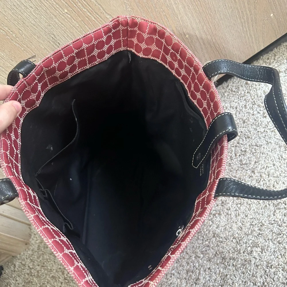 Kate Spade New York NOEL Pink Signature Dot Tote Carryall Black Leather Bag